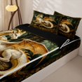 thumbnail image 3 of Metsweet Gold Dragon Zipper Twin Comforter Sets with Fitted Sheet and 2 Pillowcases, Rustic Jungle Animal Zipper Bedding Set,4-Piece,Black Reversible, 3 of 6