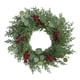 thumbnail image 2 of Artificial Pine Needle Green Wreath Dining Table Vines Ring Ornaments Fireplace Decoration Simulation Pines Cedar Red Fruit Door Hanging, Pine Wreath Door Hanging, Realistic Pine Simulation, Elegant, 2 of 9