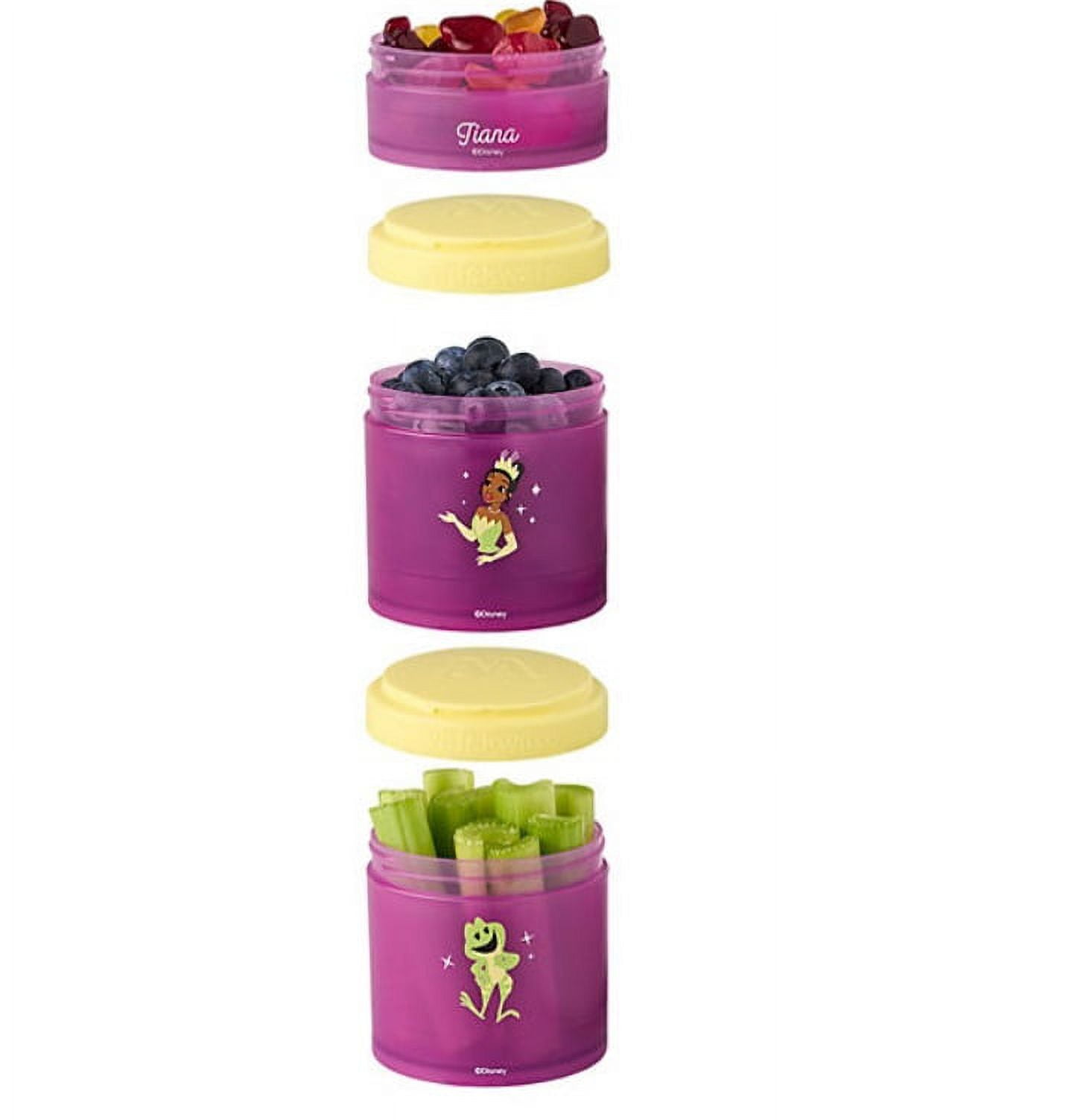 Whiskware Disney Princess Stackable Snack Containers for Kids and Toddlers,  3 Stackable Snack Cups for School and Travel, Tiana