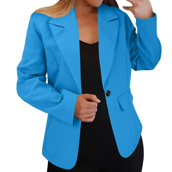 Women’s Classic Single Button Blazer – Professional Long Sleeve Work Jacket, Tailored Fit, Lightweight Office Suit Coat