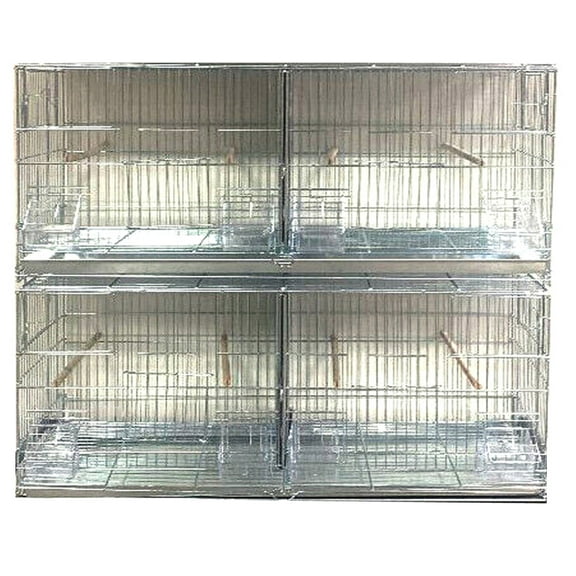 Extra Large Double Breeding Stainless Galvanized Steel Flight Bird Cage with Center Dividers and Side Breeding Nest Doors (2 Pack)