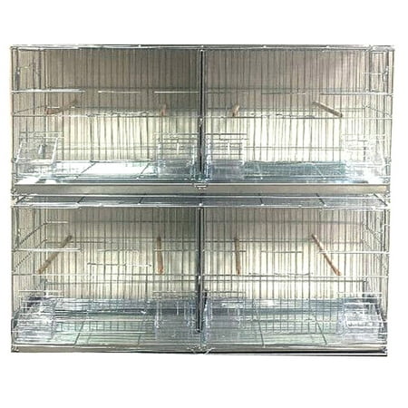 Extra Large Double Breeding Stainless Galvanized Steel Flight Bird Cage with Center Dividers and Side Breeding Nest Doors (2 Pack)