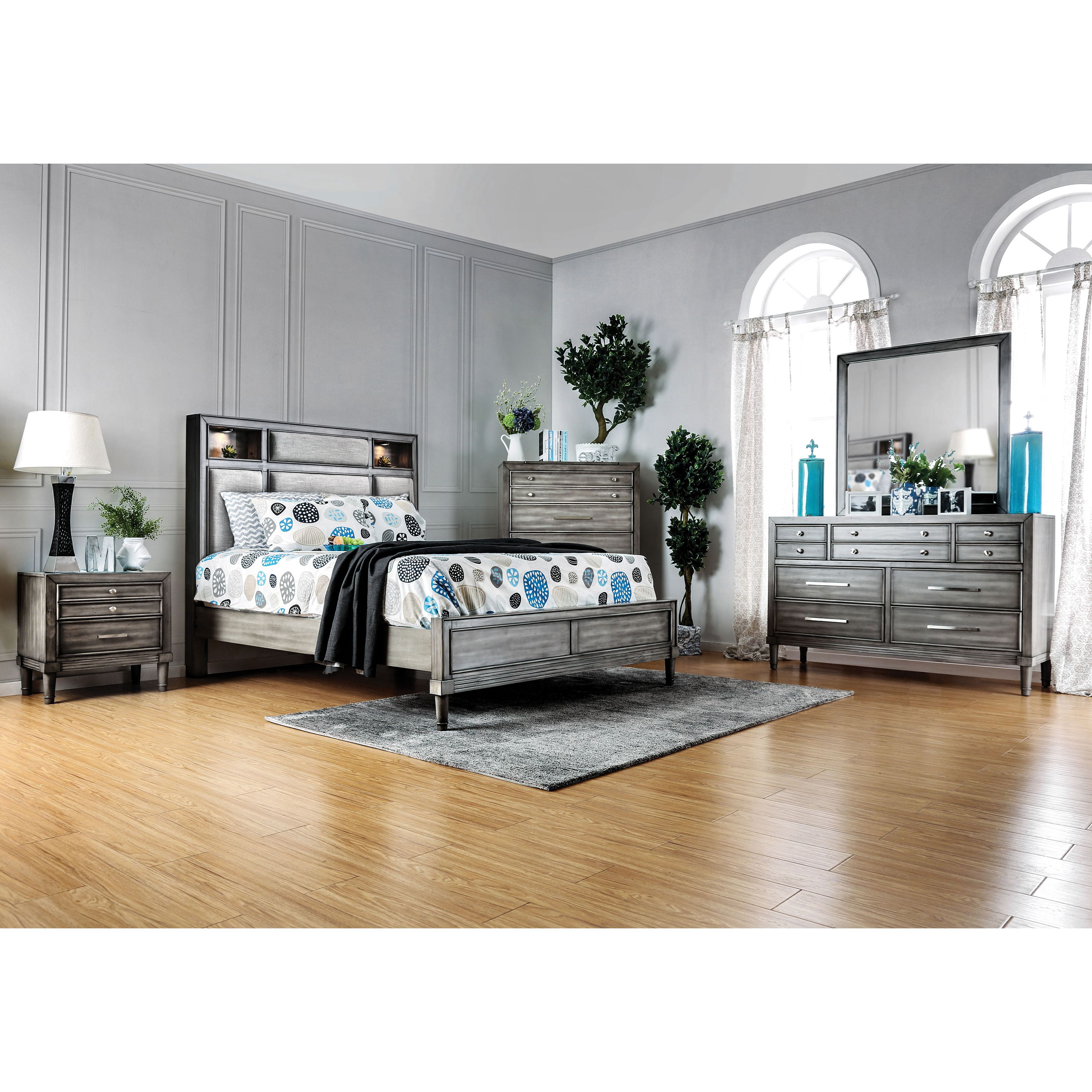Furniture of America Ayana Wood Panel Bed, California King, Gray