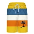 thumbnail image 4 of Mens Shorts Cargo Elastic Waist Hawaii Print Casual Shorts with Pockets Beach Shorts Yellow XXXL, 4 of 5