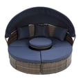 thumbnail image 5 of Harper & Bright Designs Patio Round Daybed with Canopy, Outdoor Round Lounge Chair with Lift Coffee Table, Wicker Round Sunbed with Cushions for Garden, Navy Blue, 5 of 13