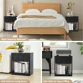 thumbnail image 5 of YOCWO Black Nightstand Set of 2 with Drawer for Bedroom, Wood Bedside Table with Arched Fluted, 5 of 8