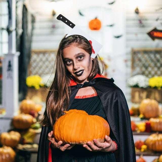 Fiudx Diadema de Halloween, Decoración de Cuernos de Diablo, Divertido Tocado de Cuchillo de Cocina, Tela Suave, Ajuste Ajustable, Accesorio de Cosplay para Fiestas, Tamaño 22 X 23 Cm, Perfecto para