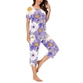 thumbnail image 4 of DecSea Pyjama pour Femme en Faux Coton, Haut de Pyjama Raglan avec Pantalon Capri, Pyjama d'Été, 4 of 5