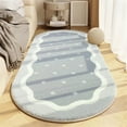 thumbnail image 6 of Soft Bedroom Rug Shaggy Oval Area Rug 16x48in | Plush Polyester High Pile Non Slip Runner | Modern Minimalist Carpet for Living Room, Dorm, Home Decor | Blue Gray Green Yellow Khaki, 6 of 7