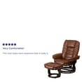 thumbnail image 4 of BizChair Contemporary Multi-Position Recliner with Horizontal Stitching and Ottoman with Swivel Mahogany Wood Base in Brown Vintage Leather, 4 of 12