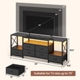 thumbnail image 2 of Afuhokles TV Stand up to 75 Inch TV with LED Light and Charging Station, 63" Entertainment Center Industrial TV Console Table with 6 Fabric Drawers and Open Shelves for Living Room, Black, 2 of 9