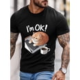 thumbnail image 3 of Men's T-Shirt I'm OK Lazy Orange Cat and Notebook Short Sleeve Casual Tee Classic Crew Neck T-Shirt for Men, Black 4XL, 3 of 6