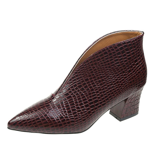 Bottines pour Femmes Mode Talon Mi-Hauteur Bout Pointu Confortables Automne Hiver Décontractées