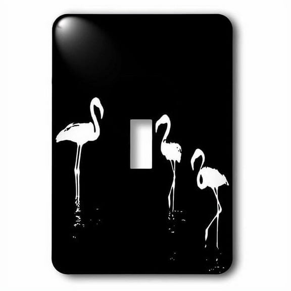 3dRose, We Are The Three Flamingoes Silhouette In White, single toggle switch