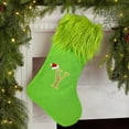 thumbnail image 6 of TETOU 18" Personalized Monogram Christmas Stockings, Green Elf Hanging Cozy Faux Fur Soft Christmas Stocking Treat Bag Candy Pouch Holder for Fireplace Gift Present Xmas Tree Decoration - W, 6 of 6