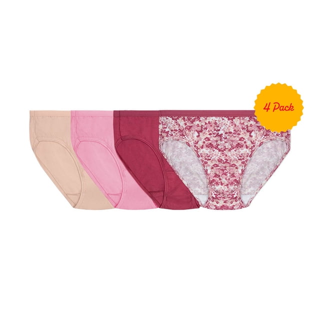 Hipster Fruit of the Loom para Dama, Algodón Premium, Multicolor Talla 6, 4 Piezas