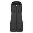 thumbnail image 4 of Turilly Women's Mid-Length Hooded Sleeveless Waistcoat Full Zip Casual Vest with Pockets Longline Outerwear Jacket for Fall Daily Outings, 4 of 6