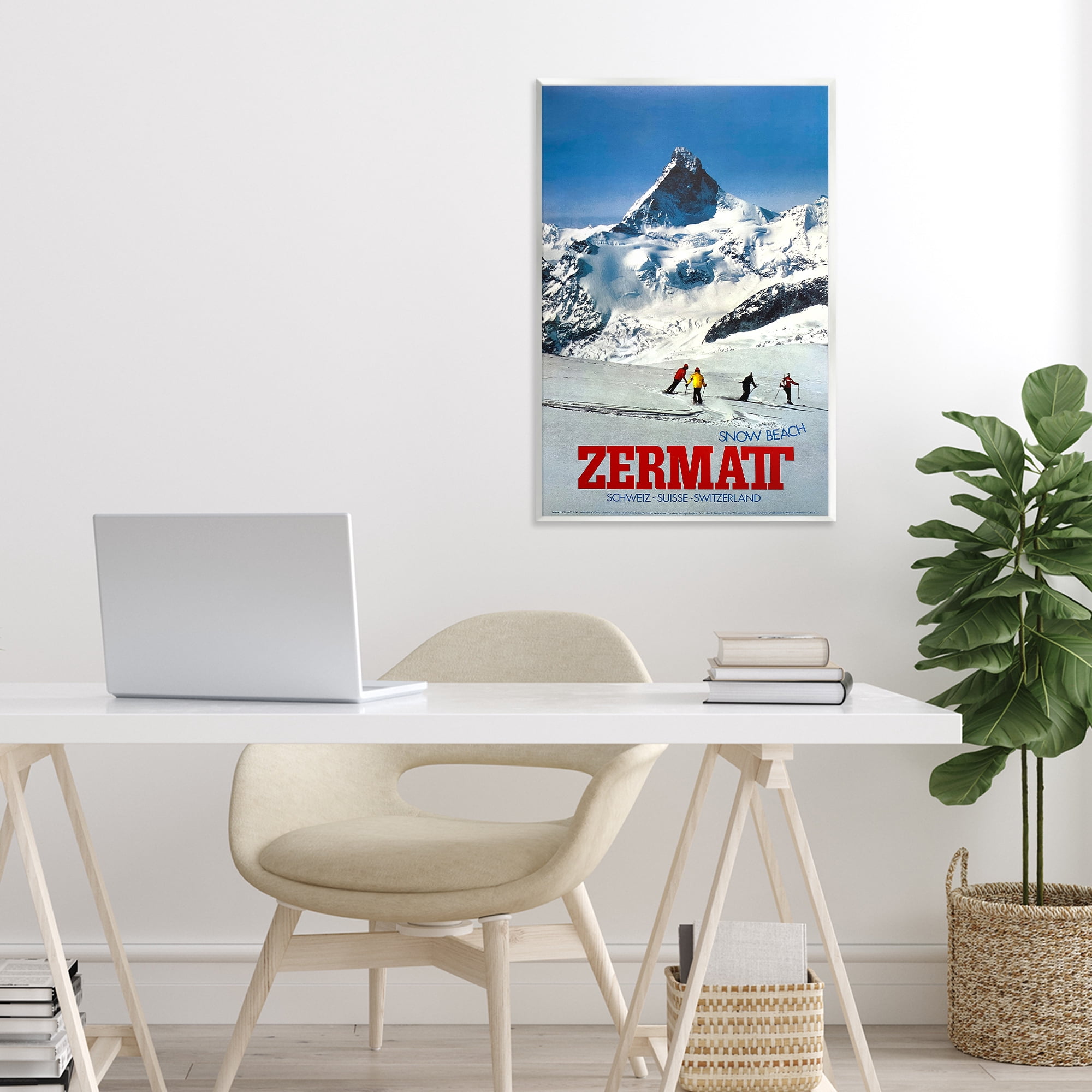 Stupell Industries Zermatt Snow Beach Wall Plaque Art, design by Vintage Posters