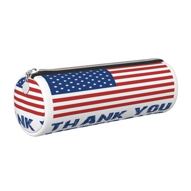 Disketp Thank You Veterans Estuche Organizador de Lápices de Cuero, Estuche de Oficina con Cremallera para Bolígrafo y Lápiz