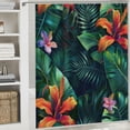 thumbnail image 6 of Orinice Bathroom Shower Curtain Tropical Flowers Jungle Leaves Bird of Paradise Beautiful Floral Pattern Polyester Fabric 72x78 inches Waterproof Bath Curtain Set with Hooks 60x72, 6 of 7