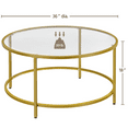 thumbnail image 3 of Alden Design 18"H Modern Round Glass-Top Coffee Table for Living Room, Gold, 3 of 6