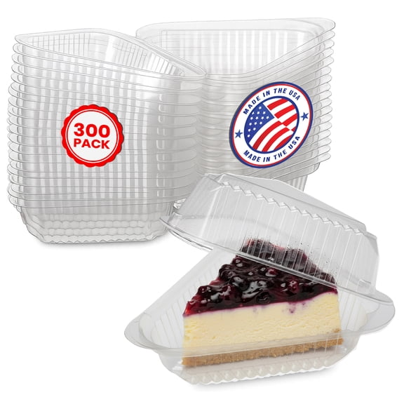 MT Products Medium Deep Clear Plastic Cake Slice Container - Pack of 300