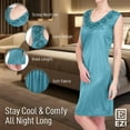 thumbnail image 2 of Ezi Satin Nightgowns for Women - Soft & Breathable Knee-Length Night Gowns - Adult Womens Nightgown M - Plus Size,4X,Sea Green, 2 of 6