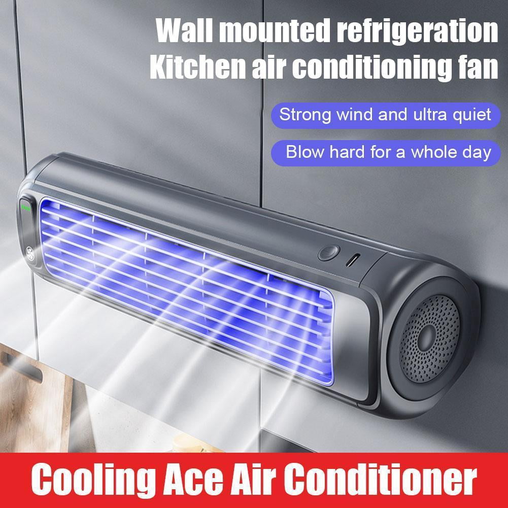 Wall Mounted Bladeless Fan, 3-Speed Cross Flow Electric Fan, Quiet USB Air Circulator for Kitchen, Desk or Wall Use, No Drill Installation Cooling Fan