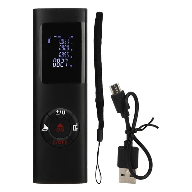 Telémetro Electrónico, Pantalla Digital Lcd Recargable Por USB Medición De Distancia Digital De Alta Precisión Batería Incorporada Negro Adecuado Para Decoración, Construcción, Reparación Del Hogar, E