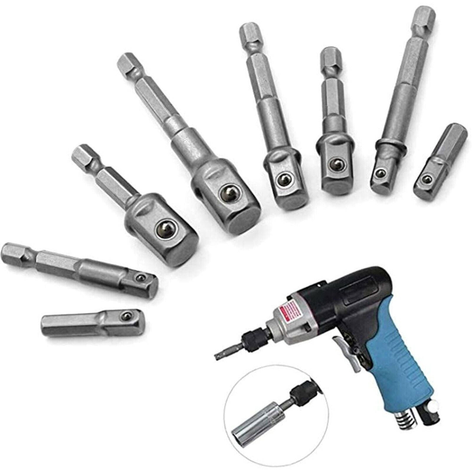 8 Pcs Drill Bit Adapter Impact Grade Socket Adapter Set Hex Shank