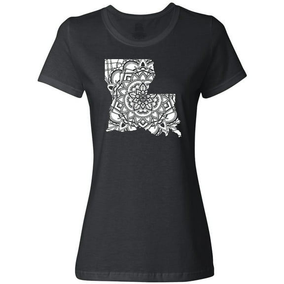 Inktastic Louisiana Silhouette Mandala Women's T-Shirt