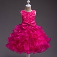 thumbnail image 2 of mgoYE Party Dress for Girls Flower Girl's Dress Princess Puffy Tulle Dresses Bridesmaid Wedding Communion Birthday Party Pageant Maxi Prom Gown for Kids(Hot Pink,5-6 Years), 2 of 4