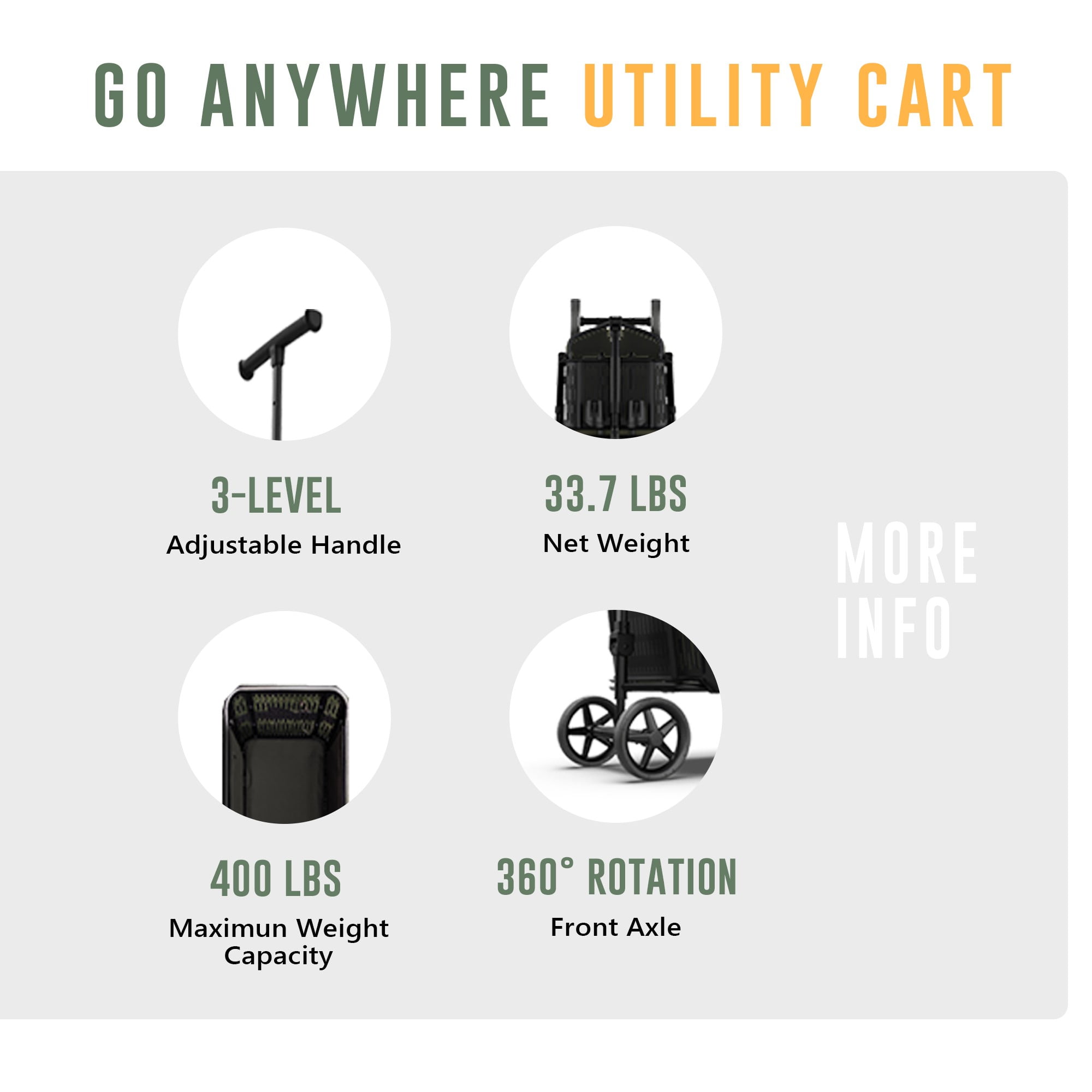 Avaar Utility Cart, Go Anywhere Series, Black