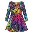thumbnail image 4 of Lullu Girls Leopard Dress Fall Casual Long Sleeve Midi A Line Dress for Kids, Sizes 3-14, 4 of 4