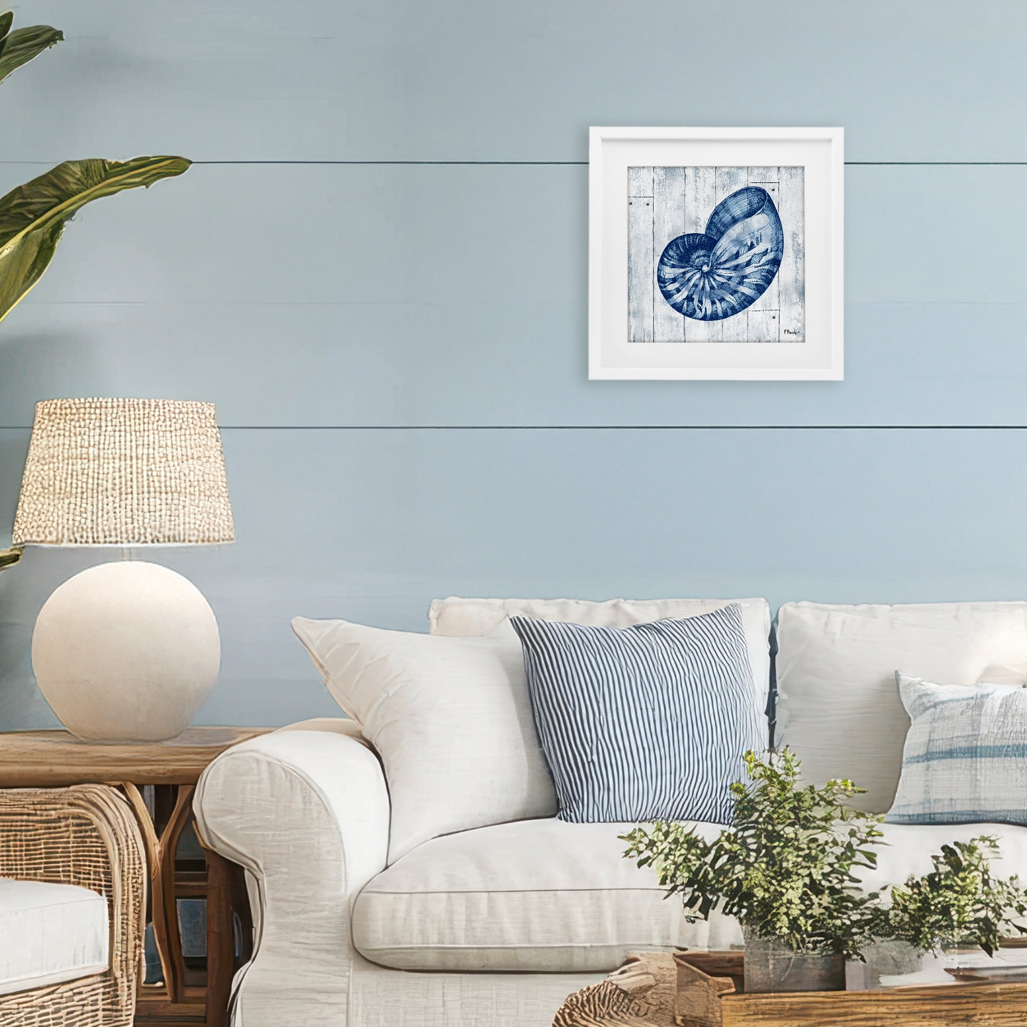 Stupell Industries Coastal Timberland Nautilus White Framed Print Under Glass, design by Paul Brent