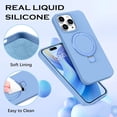 thumbnail image 2 of Case for iPhone 15 Pro Max 6.7-Inch,  [Compatible with Magsafe] with 0-150° Ring Holder Invisible Kickstand Slim Liquid Silicone Men Women Shockproof Protective Phone Cover, Blue, 2 of 9