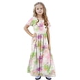 thumbnail image 6 of SGFCWSX Girls Cold Shoulder Short Sleeve Maxi Dress Kids Crewneck Summer Tie Dye Print A-Line Dress with Pockets for Casual Wear Multicolor Size 4-5 Years, 6 of 9