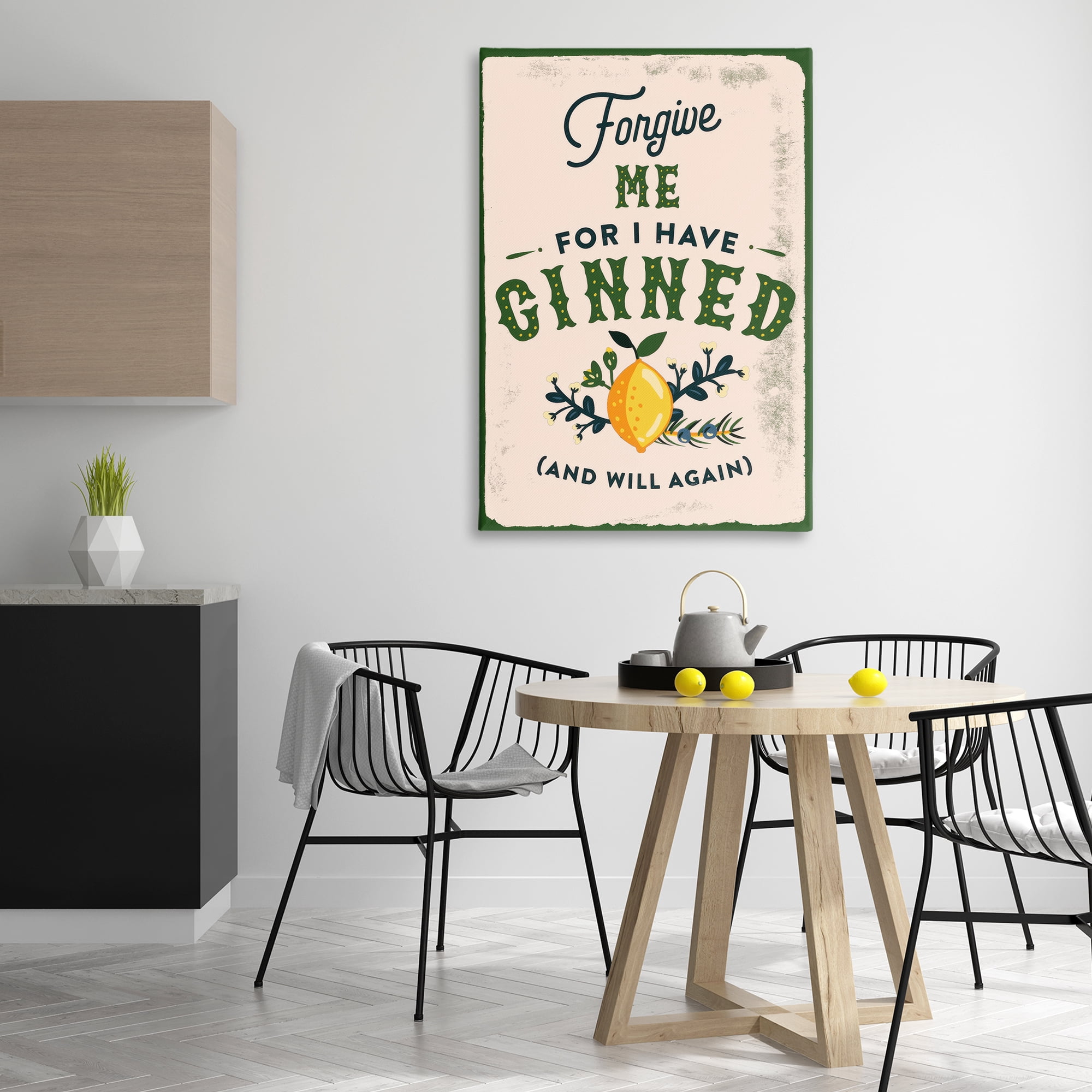 Stupell Industries Forgive Me For I Have Ginned Food & Beverage Painting Wrapped Canvas Art Print Wall Art, 30 x 45