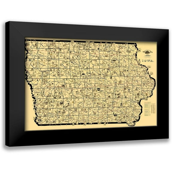 McEwen 14x10 Black Modern Framed Museum Art Print Titled - Iowa Railroad Routes - McEwen 1897