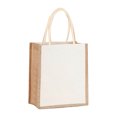 thumbnail image 3 of husxh Women Burlap Jute Tote Bag Large Capacity Canvas Grocery Tote Handbag Contrast Color Ladies Outdoor Handbag, 3 of 9