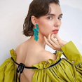 thumbnail image 3 of Long Acrylic Rose Petal Earrings Dangle Exaggerated Flower Earrings Drop, 3 of 3