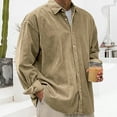 thumbnail image 7 of Qwertyu Mens Corduroy Shirt Long Sleeve Button Down Casual Blouses Plus Size Tops Classic Pacificozy Tshirt for Men Khaki 2XL, 7 of 7