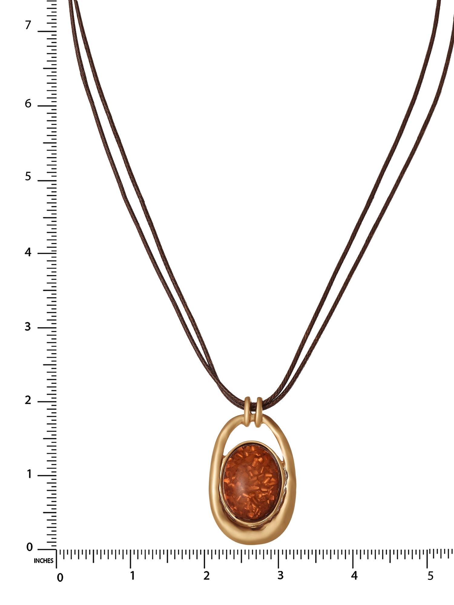 Jessica Simpson Women's Oval Stone Cord Necklace, 20" + 3" Extender, Gold-Tone Pendant
