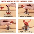 thumbnail image 4 of Surpdew 5 Pcs Fishbone Deck Anchor Pegs With Carabiners, Red Deck Furniture Anchors, Deck Peg With Spring Buckle, Adjustable Anchor Deck Pegs, Tent Decks Anchors For Camping Hiking Supplies Red S, 4 of 7
