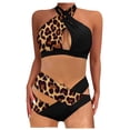 thumbnail image 1 of Plus Size Bikini Hanging Neck Split Print Swimsuit, Two-Piece Ladies Swimwear for Beach and Pool, 1 of 2