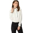 thumbnail image 2 of INSPIRE CHIC Camisa Blusa Manga Larga Botones Volantes Oficina Trabajo Para Mujer Blanco M, 2 of 6
