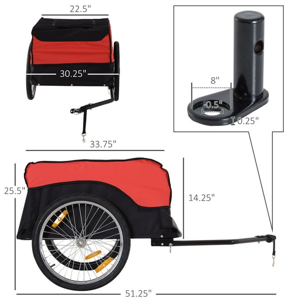 Aosom Vélo Cargo Remorque Vélo Porte-Bagages Chariot Pliable avec