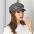 thumbnail image 3 of SPRING PARK Beret Caps for Women, Faux Leather Octagon Cabbie Painter Hat Beret Cap for Outdoor, 3 of 4