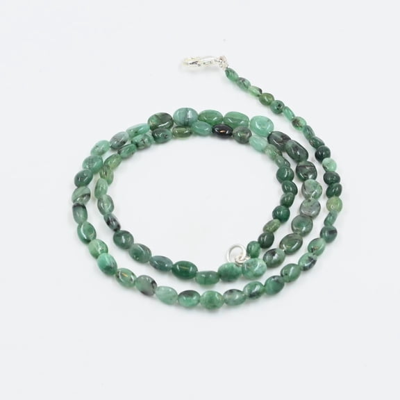 A.B. Gems Emerald Necklace, Natural Gemstone Oval Beads Necklaces, Smooth Beaded Jewelry 3.5x4.5-5x7mm 18"