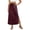 Deep Red, variant on High Waisted Striped Maxi Skirt, Casual Flowy Side Slit Long Skirt with Pockets, Elastic Waist Drawstring Summer Beach Bottoms